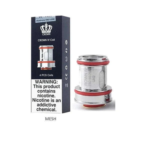 Uwell Crown 4 Replacement Coils (Pack of 4) Mesh 0.23ohm with packaging
