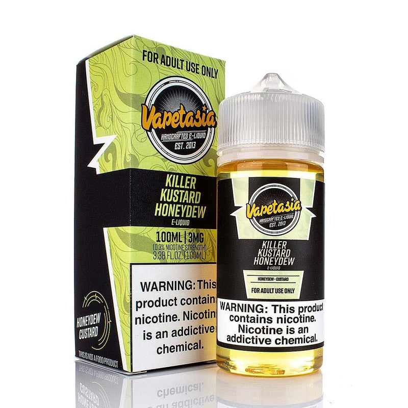  Vapetasia 100mL - Killer Kustard Honeydew 00mg with packaging