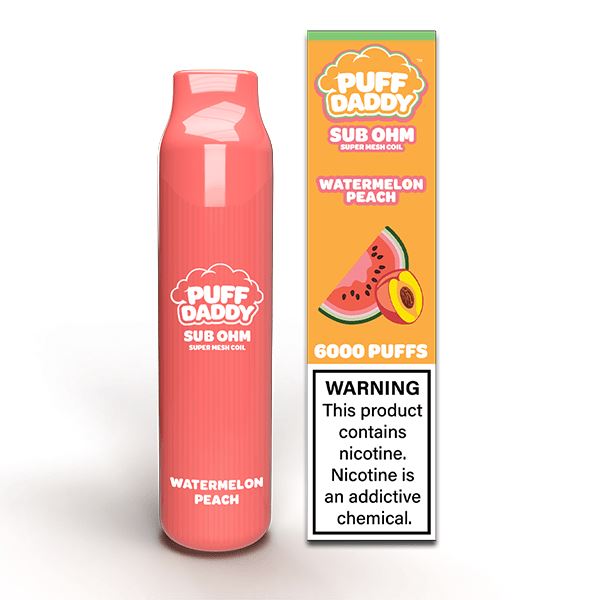 VDX Puff Daddy Disposable | 6000 Puffs | 14mL - Watermelon Peach with packaging