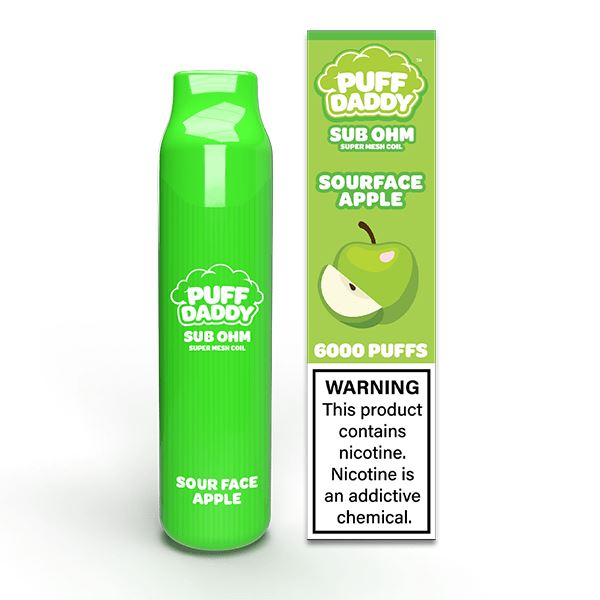VDX Puff Daddy Disposable | 6000 Puffs | 14mL - Sourface Apple with packaging