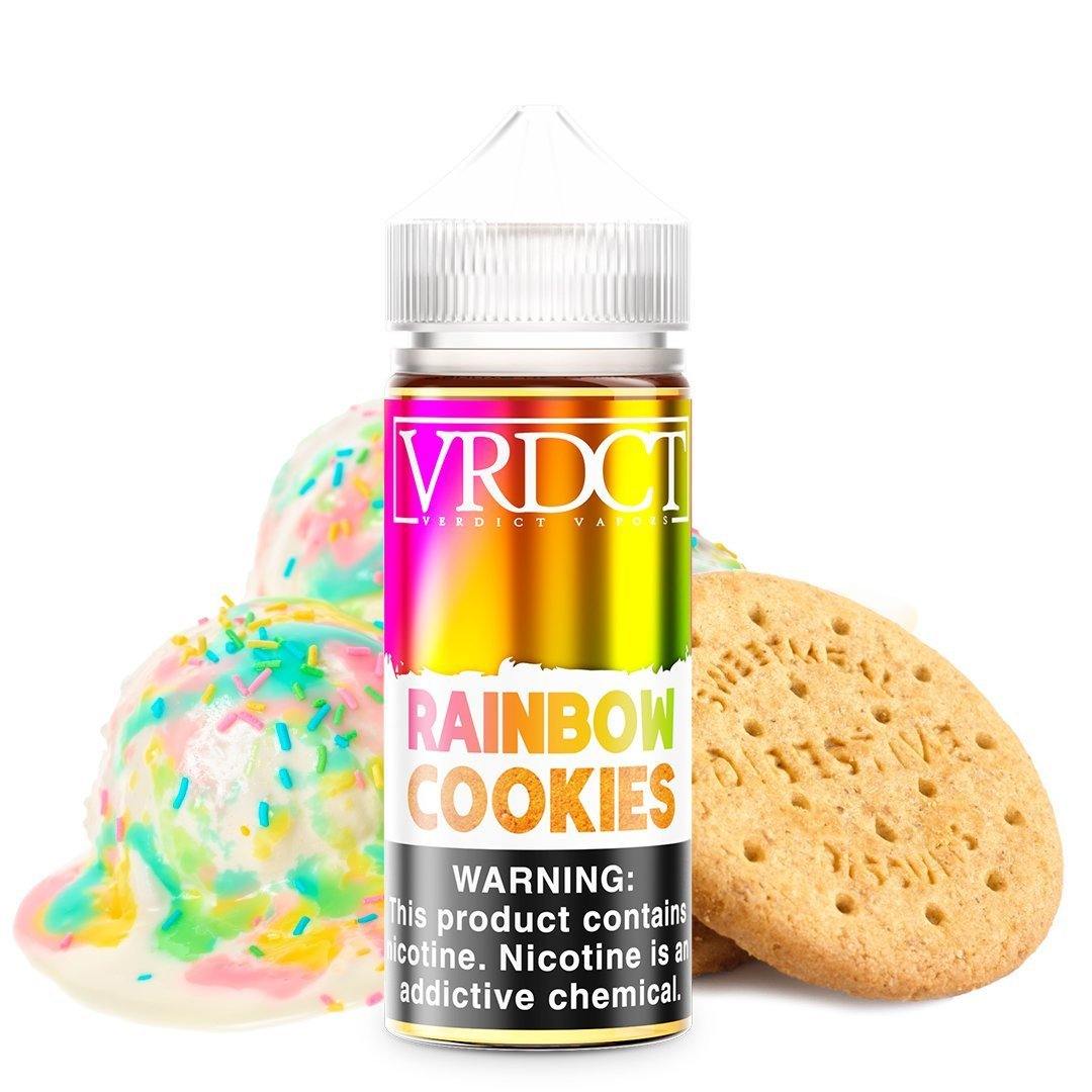 VERDICT | Rainbow Cookies 100ML eLiquid bottle with background