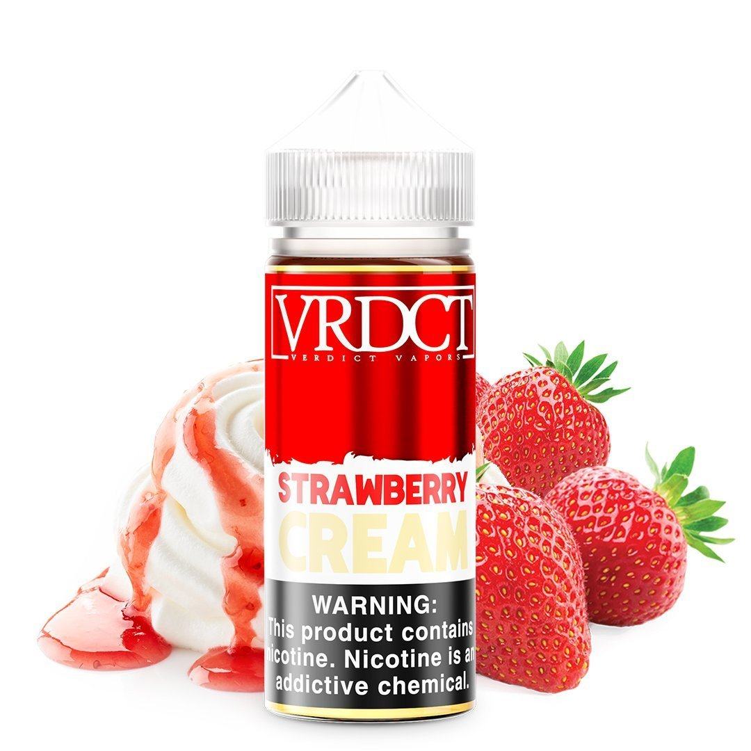 VERDICT | Strawberry Cream 100ML eLiquid bottle with background