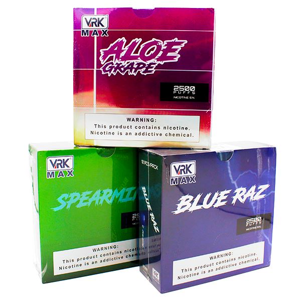 VRK Max Disposable | 2500 Puffs | 7mL group photo packaging