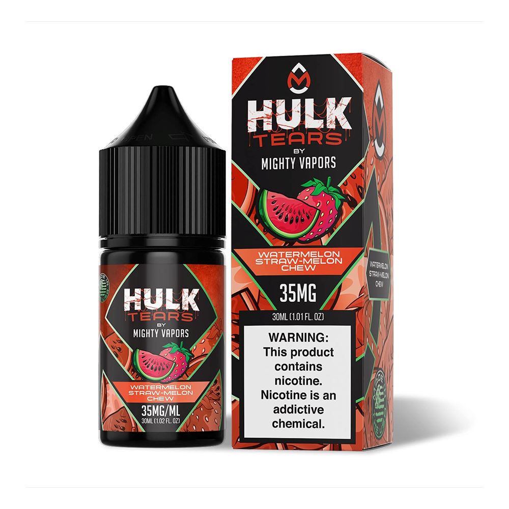 Watermelon Straw-Melon Chew | Mighty Vapors Hulk Tears Salts | 30mL with Packaging